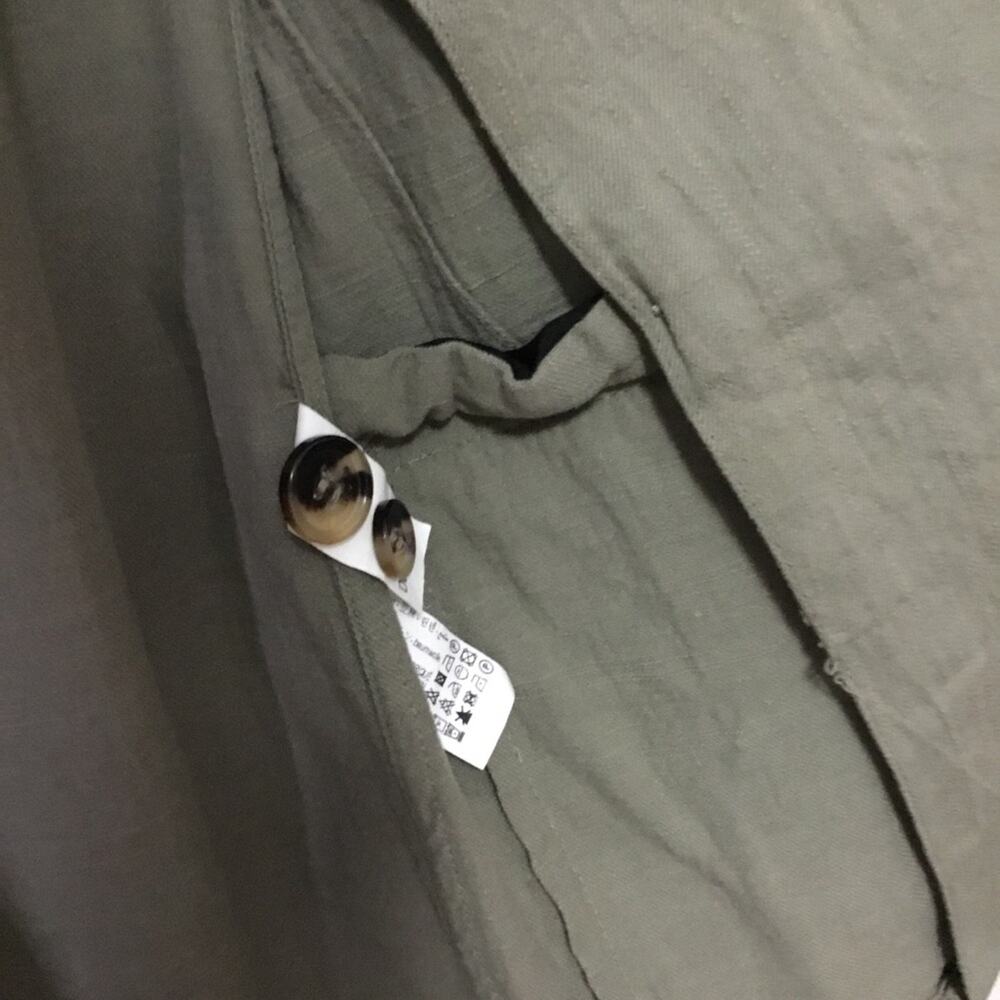 Zara Olive Green Linen Blend Button Over-Sized Blazer - Picture 9 of 14